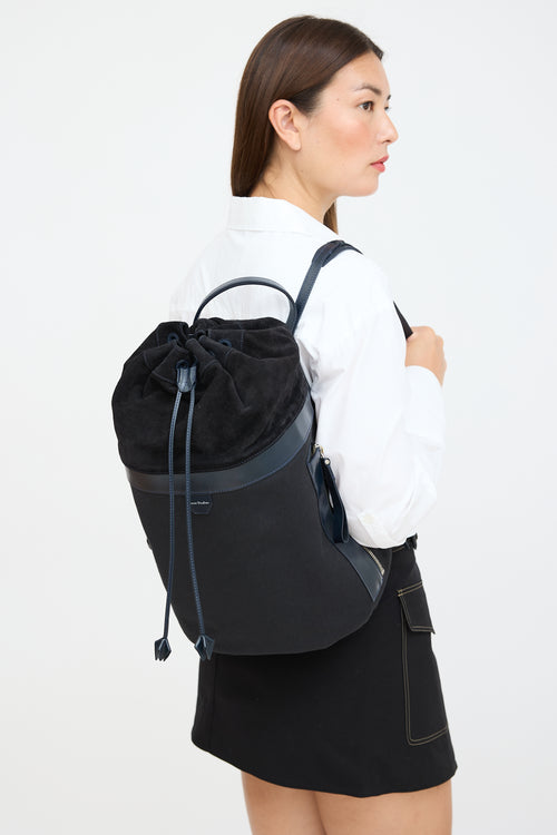 Acne Studios Navy Leather Bucket Backpack