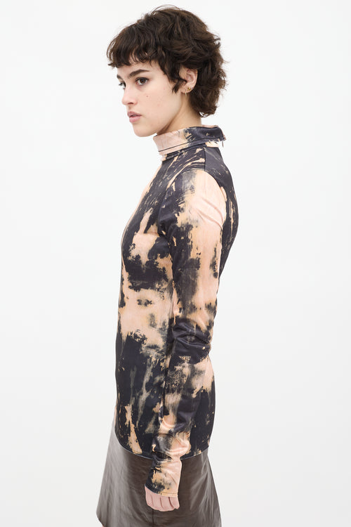 Acne Studios Black & Light Orange Tie Dye Top