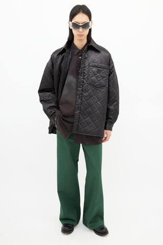 Acne Studios Black Quilted Face Oversized Shirt Jacket