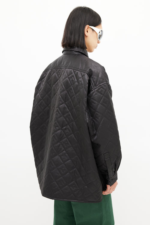Acne Studios Black Quilted Face Oversized Shirt Jacket