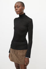 Acne Studios Black & Silver Metallic Woven Turtleneck