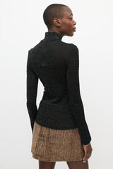 Acne Studios Black & Silver Metallic Woven Turtleneck
