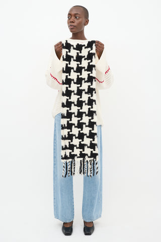 Acne Studios Black & Cream Knit Scarf