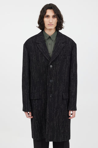 Acne Studios Black & White Wool Tweed Coat