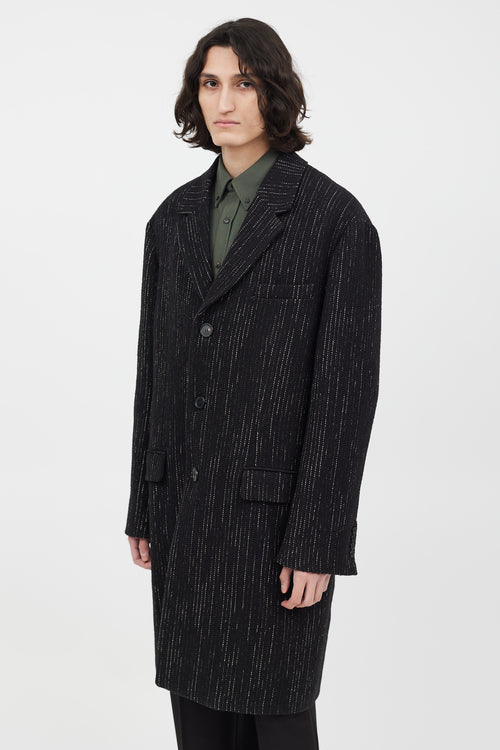 Acne Studios Black & White Wool Tweed Coat