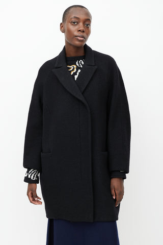 Acne Studios Black Wool Double Breasted Cocoon  Coat