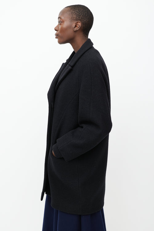 Acne Studios Black Wool Double Breasted Cocoon  Coat