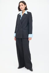 Acne Studios Black Wool Double Breasted Wide Leg Suit
