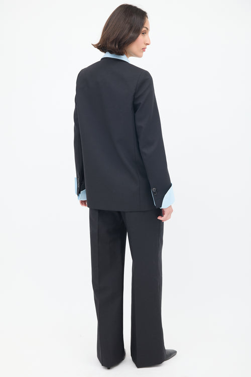 Acne Studios Black Wool Double Breasted Wide Leg Suit