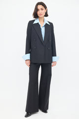 Acne Studios Black Wool Double Breasted Wide Leg Suit