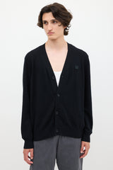 Acne Studios Black Wool Face Logo Cardigan
