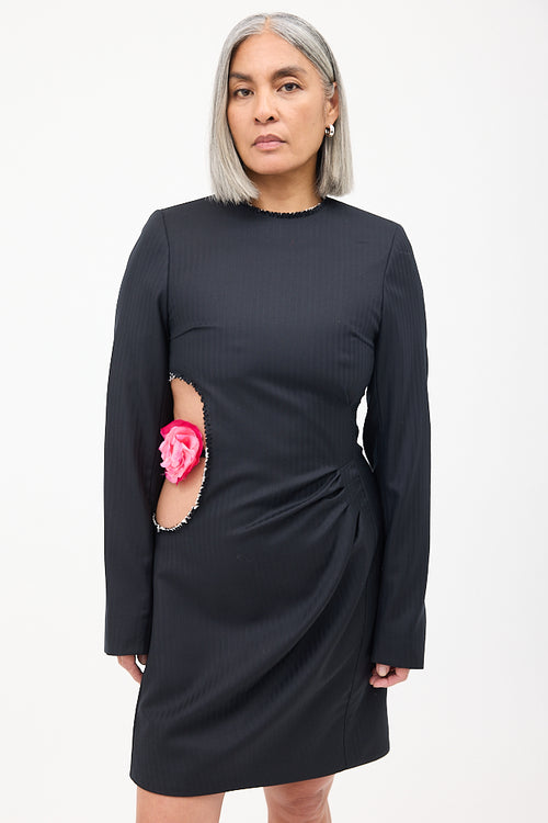 Acne Studios Black Wool Flower Cutout Dress