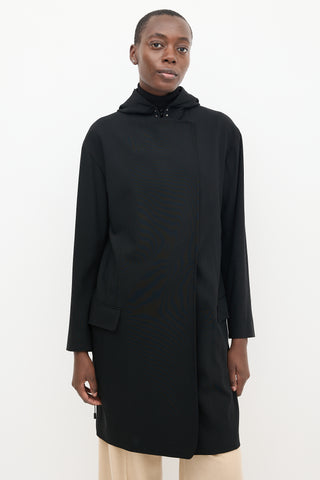 Acne Studios Black Wool Hooded Anorak Jacket