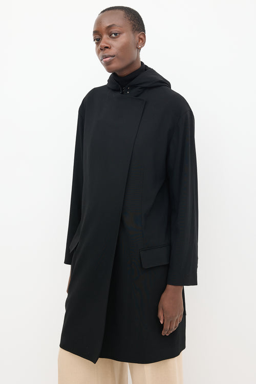 Acne Studios Black Wool Hooded Anorak Jacket