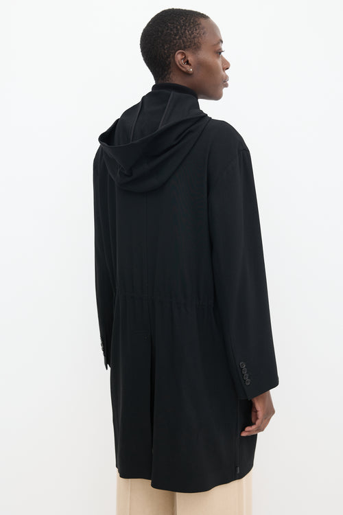 Acne Studios Black Wool Hooded Anorak Jacket