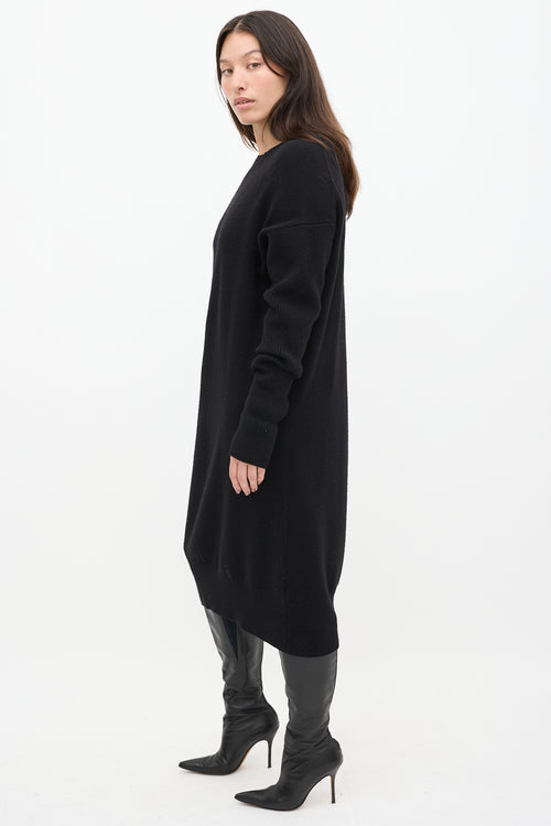 Acne Studios Black Wool Knit Turtleneck Sweater Dress