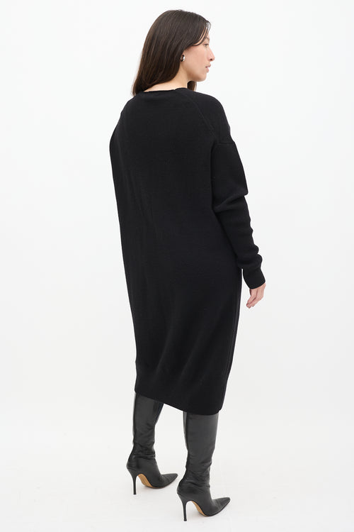 Acne Studios Black Wool Knit Turtleneck Sweater Dress