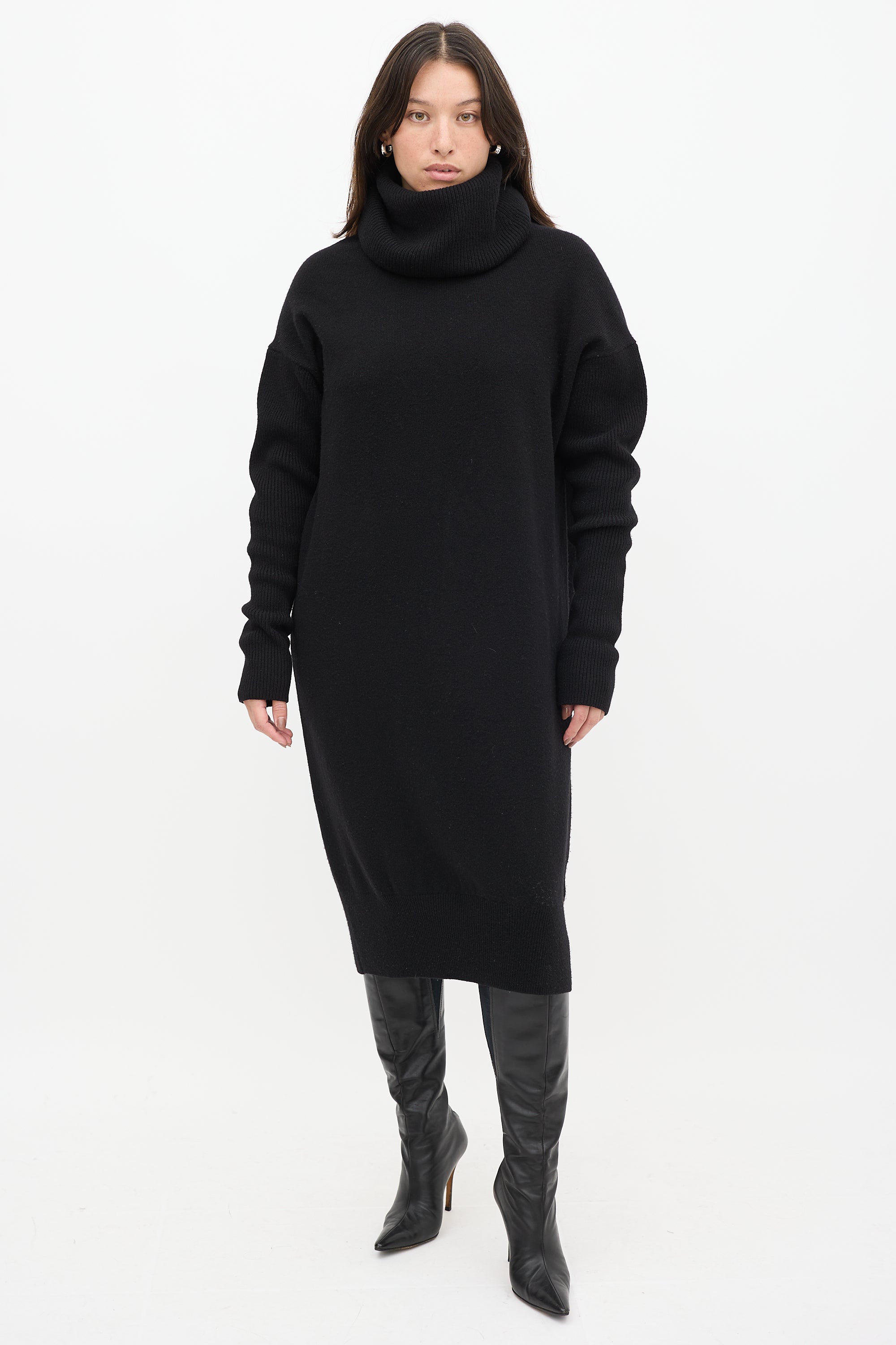 acne studios knit dresses Acne Studios Karly Ribbed Knit Midi Polo Dress