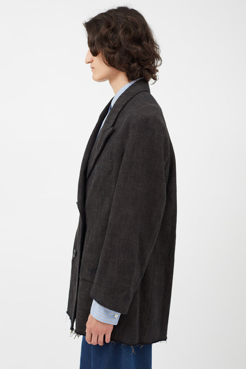 Acne Studios Black Woven Distressed Double Breasted Blazer