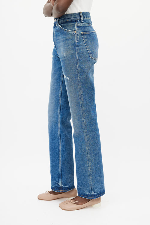 Acne Studios Blue 1977 Distressed Straight Leg Denim Jeans