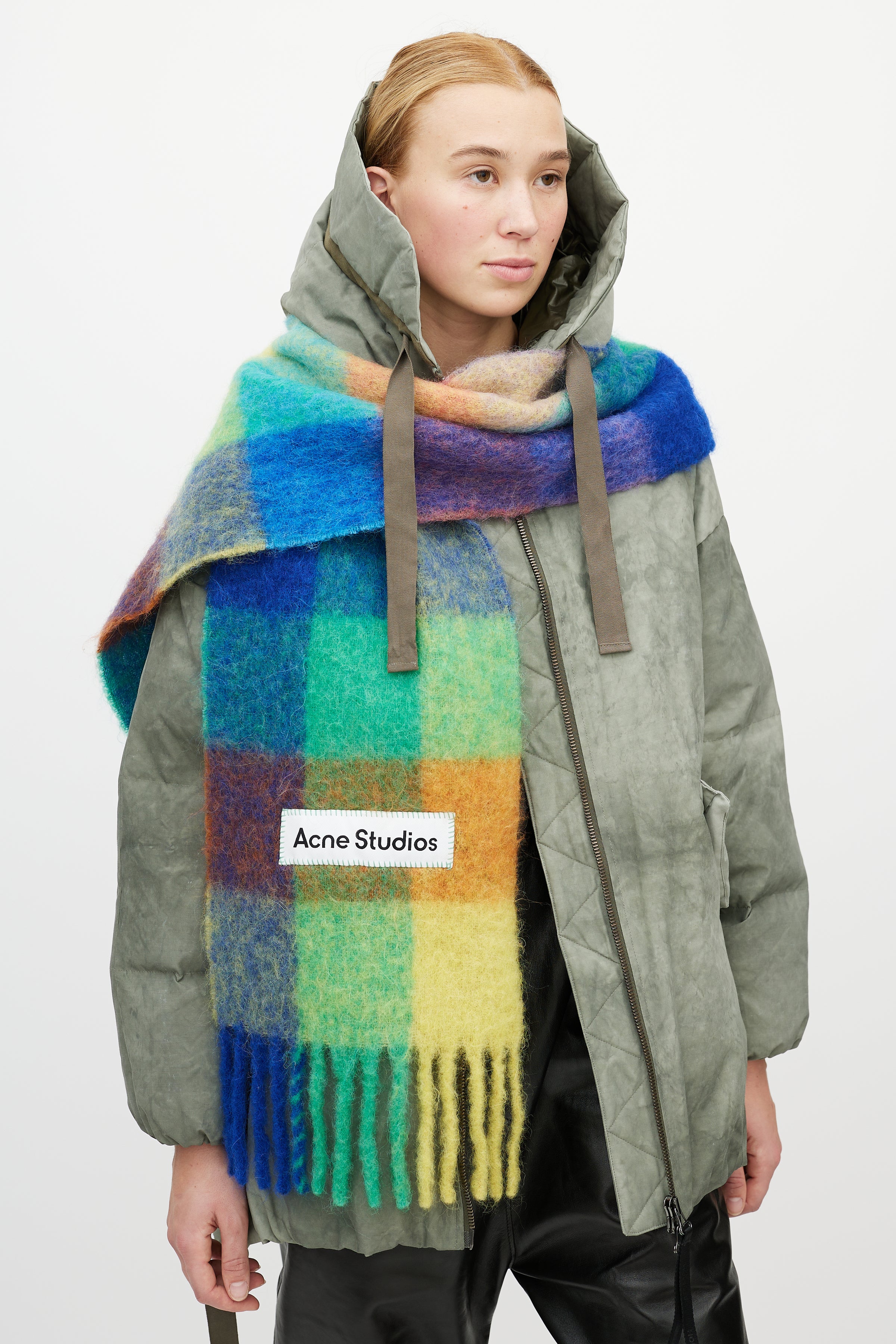 Acne Studios // Blue & Multicolour Wool Checkered Scarf – VSP 