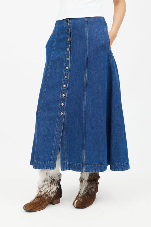 Acne Studios Blue Denim Button Skirt
