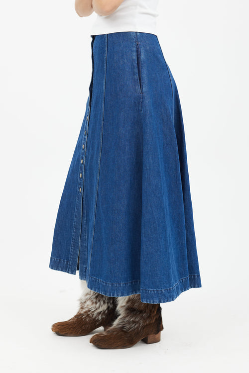 Acne Studios Blue Denim Button Skirt