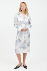 Acne Studios Blue & Grey Flower Print Shirt Dress