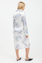 Acne Studios Blue & Grey Flower Print Shirt Dress