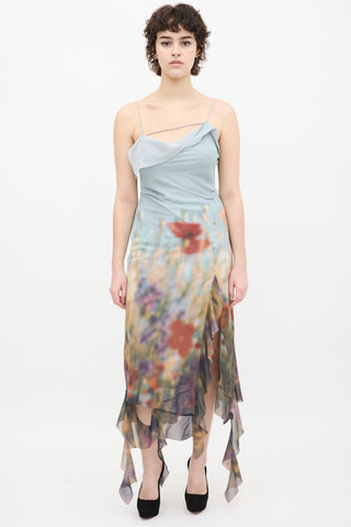 Acne Studios Light Blue & Multi Blurry Meadow Dress