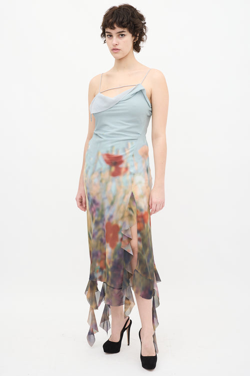 Acne Studios Light Blue & Multi Blurry Meadow Dress