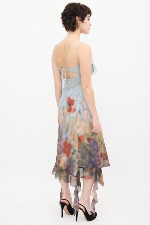 Acne Studios Light Blue & Multi Blurry Meadow Dress