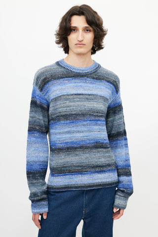 Acne Studios Blue & Multicolour Melange Knit Sweater