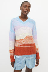 Acne Studios Blue & Multicolour Mohair Knit Sweater