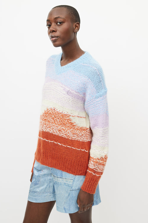 Acne Studios Blue & Multicolour Mohair Knit Sweater
