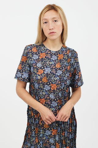 Acne Studios Blue & Orange Floral Short Sleeve Dress
