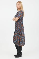 Acne Studios Blue & Orange Floral Short Sleeve Dress