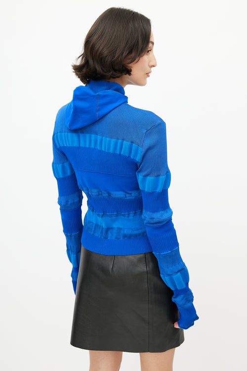 Acne Studios Blue Ribbed Hooded Knit Top