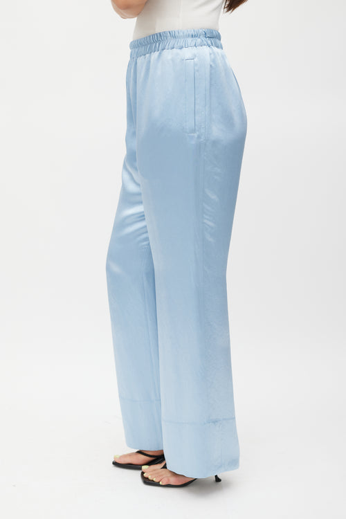 Acne Studios Blue Satin Wide Leg Trouser