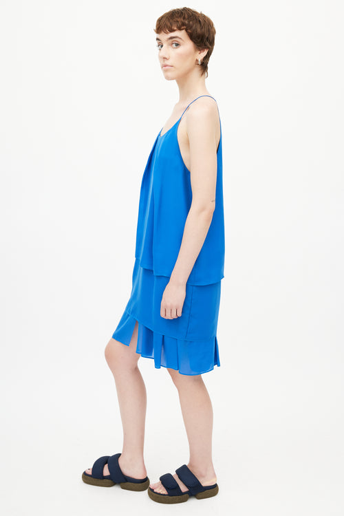Acne Studios Blue Tiered Cut Out Dress