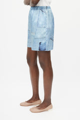 Acne Studios Blue Trompe L'oeil Denim Satin Short