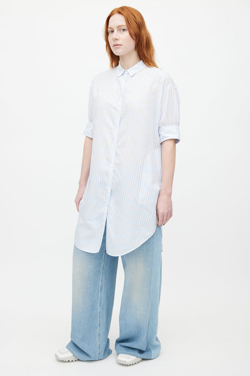 Acne Studios Blue & White Lash Stripe Shirt Dress