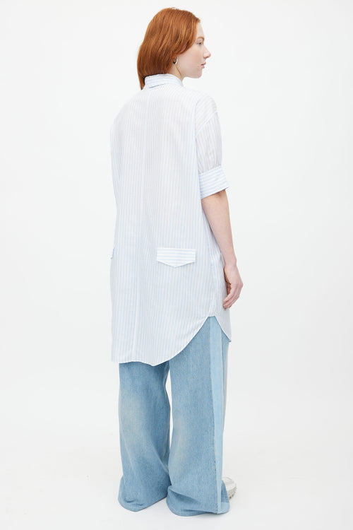 Acne Studios Blue & White Lash Stripe Shirt Dress
