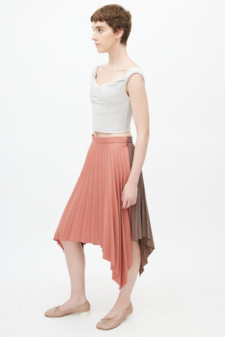 Acne Studios Brown Ilsie Plaid Pleated Asymmetrical Skirt