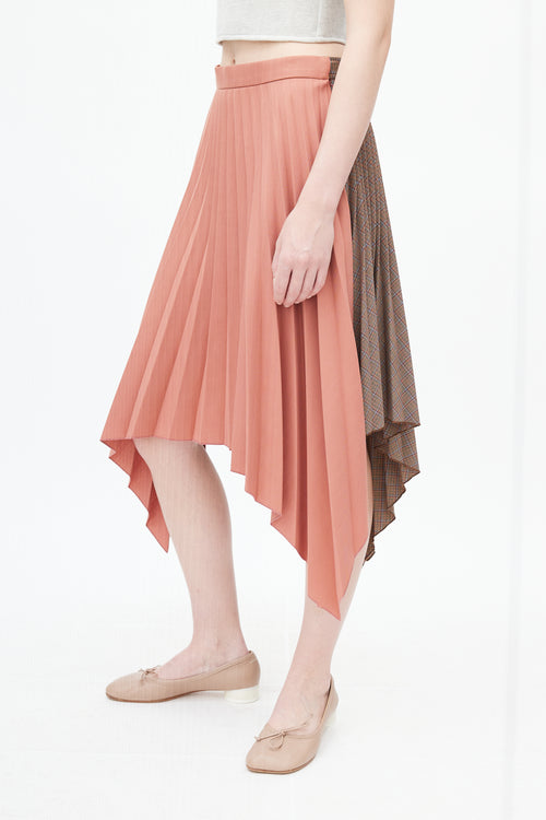 Acne Studios Brown Ilsie Plaid Pleated Asymmetrical Skirt