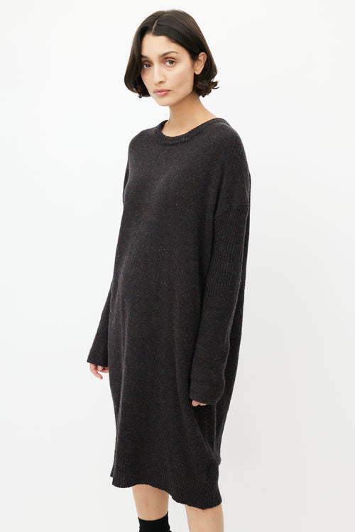 Acne Studios Brown & Multicolour Speckled Wool Knit Sweater Dress