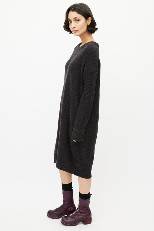 Acne Studios Brown & Multicolour Speckled Wool Knit Sweater Dress