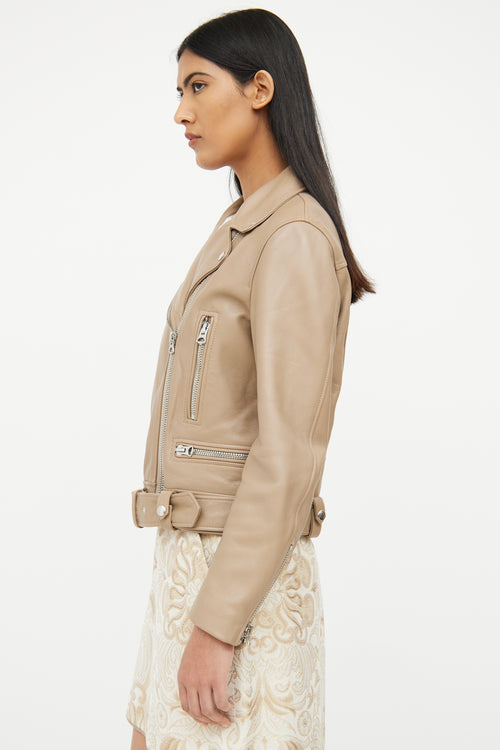 Acne Studios Brown Leather Moto Jacket