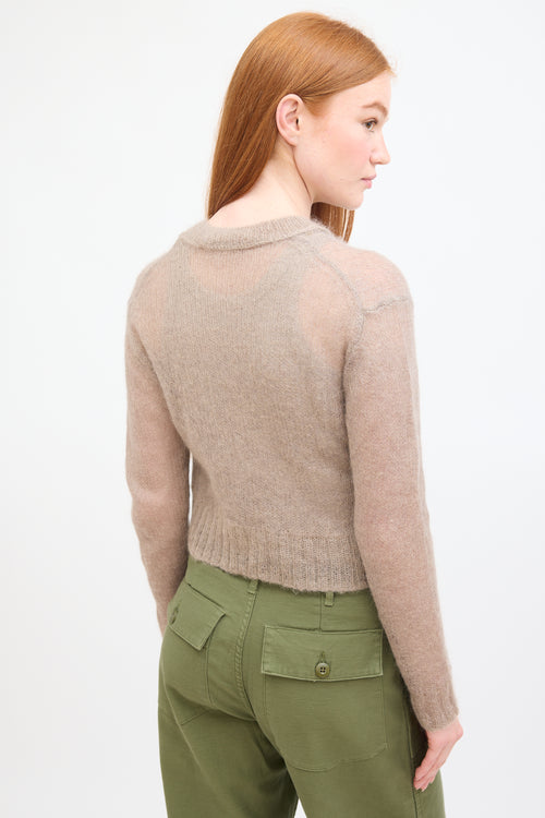 Acne Studios Brown Mohair Cropped V-Neck Sweater