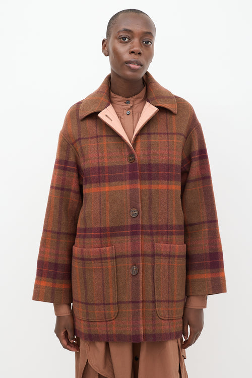 Acne Studios Brown & Multi Wool Plaid Coat